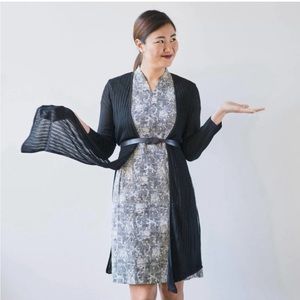 MM Lafleur The Graham Kimono Cardigan Sheer Rib Old Money Minimalist Black XS